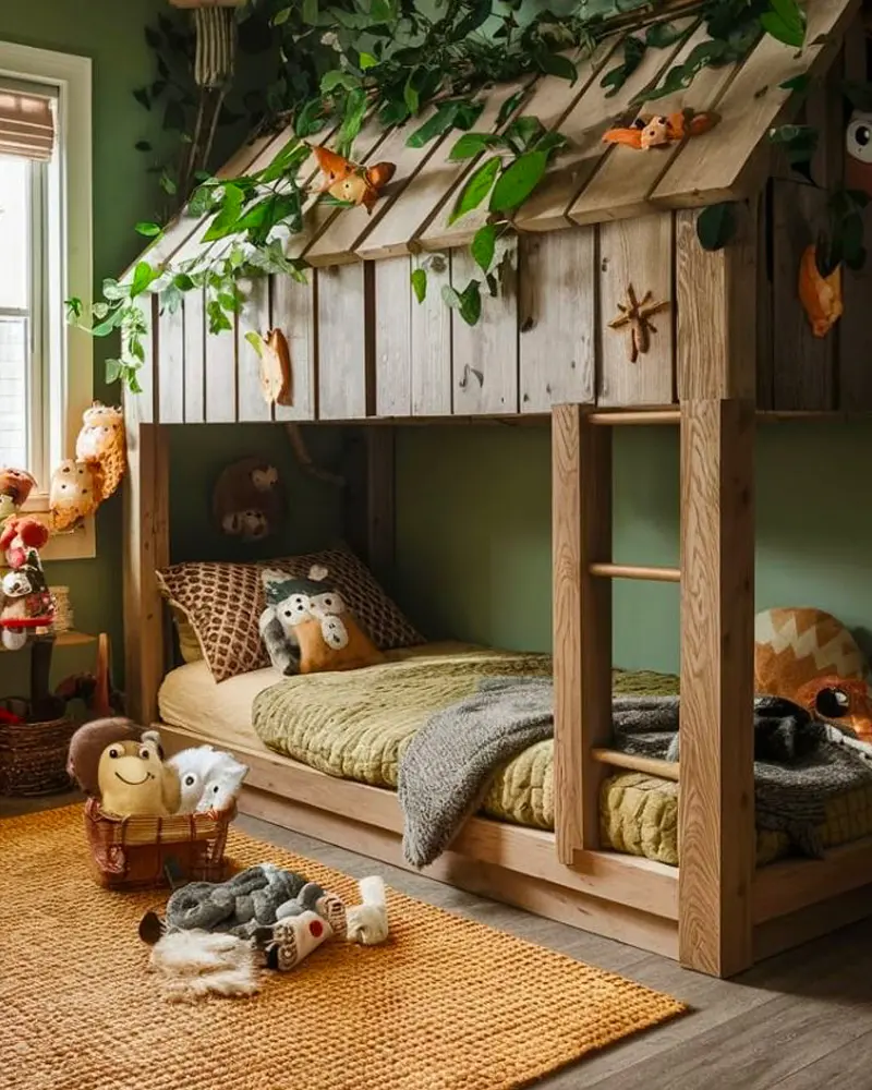 deco chambre enfant cabane foret