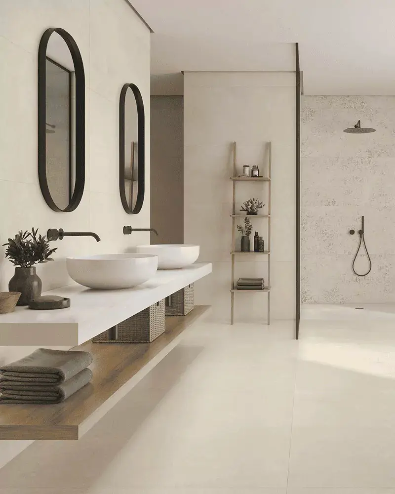 deco salle de bain beton noir moderne