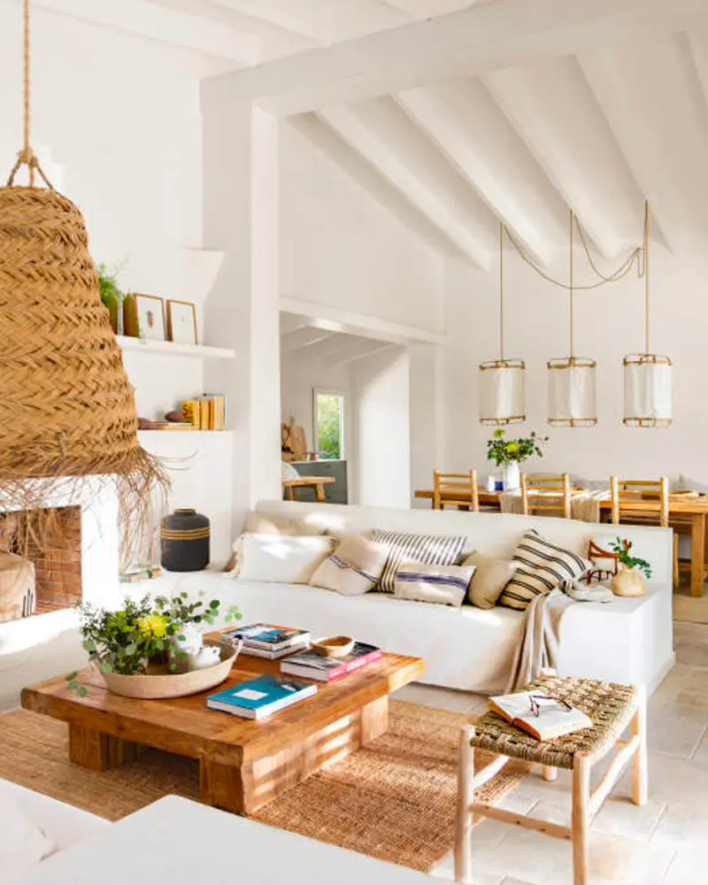deco salon nature blanc bois
