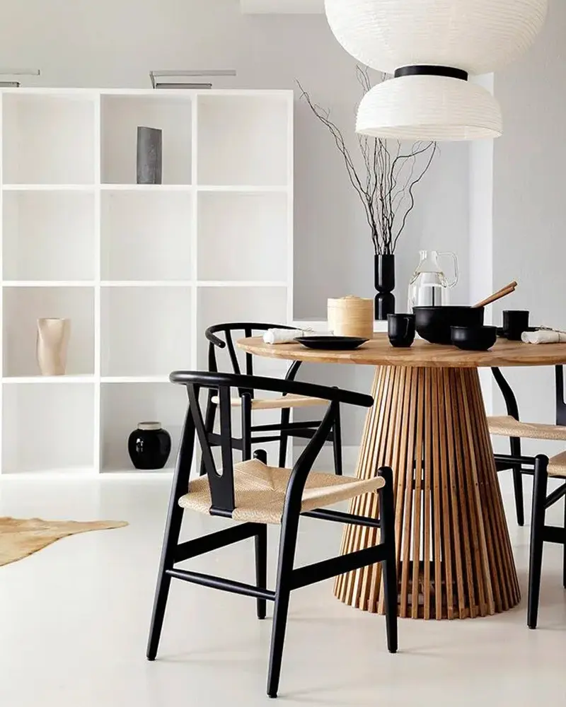 deco zen japandi salle a manger noir bois