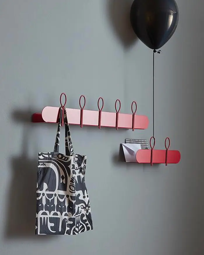 etagere murale patere rouge