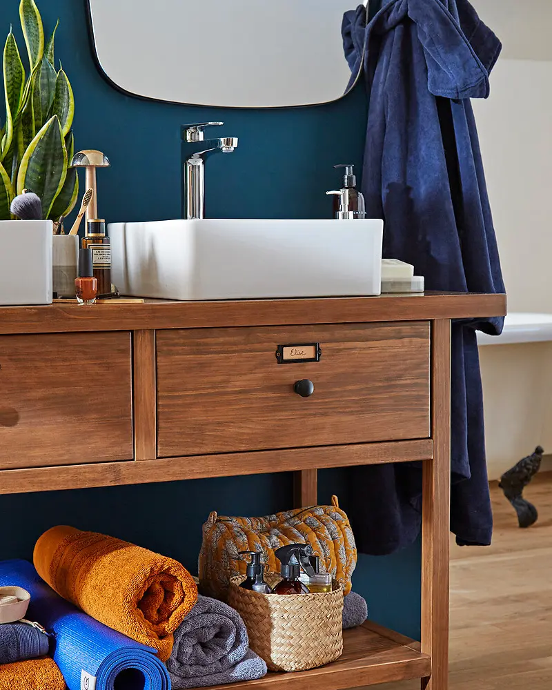 meuble double vasque bois recup