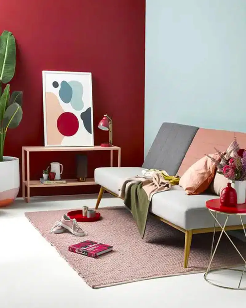 mur bordeaux deco salon