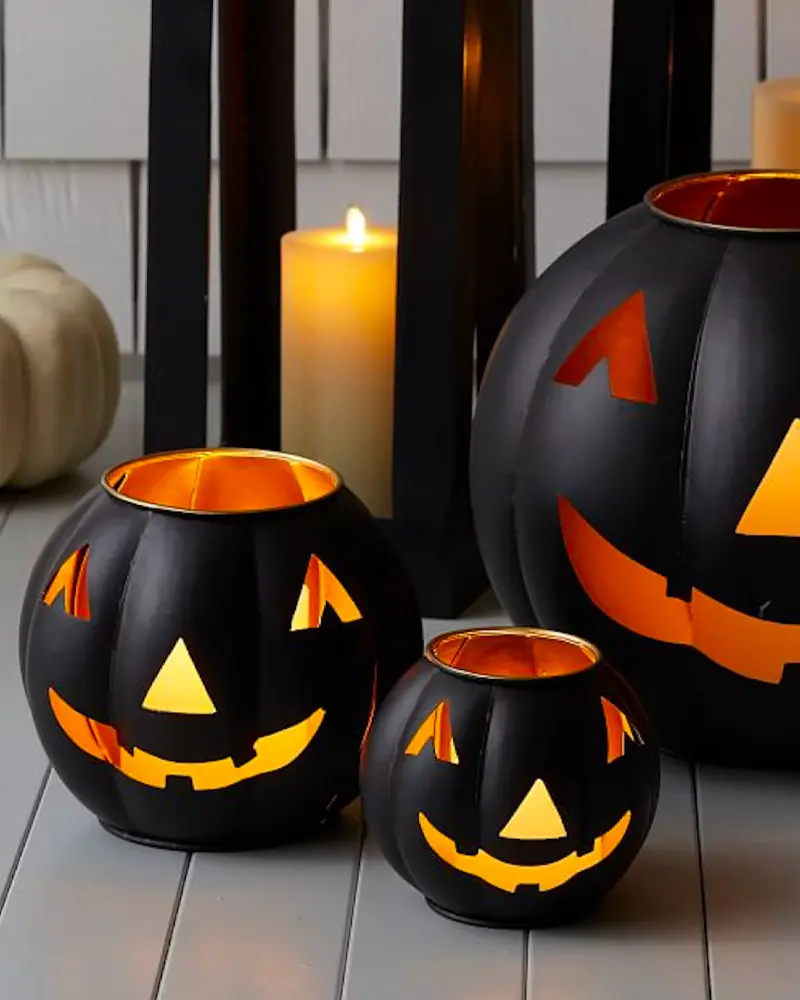 citrouille lumineuse diy halloween noir dore