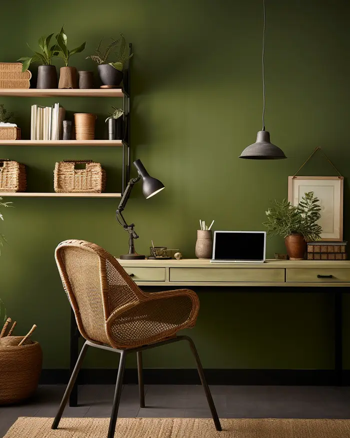 deco bureau vert kaki