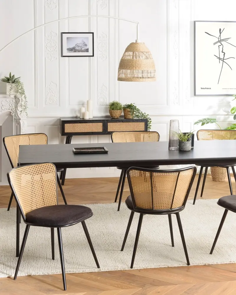 deco salle a manger chaise cannage