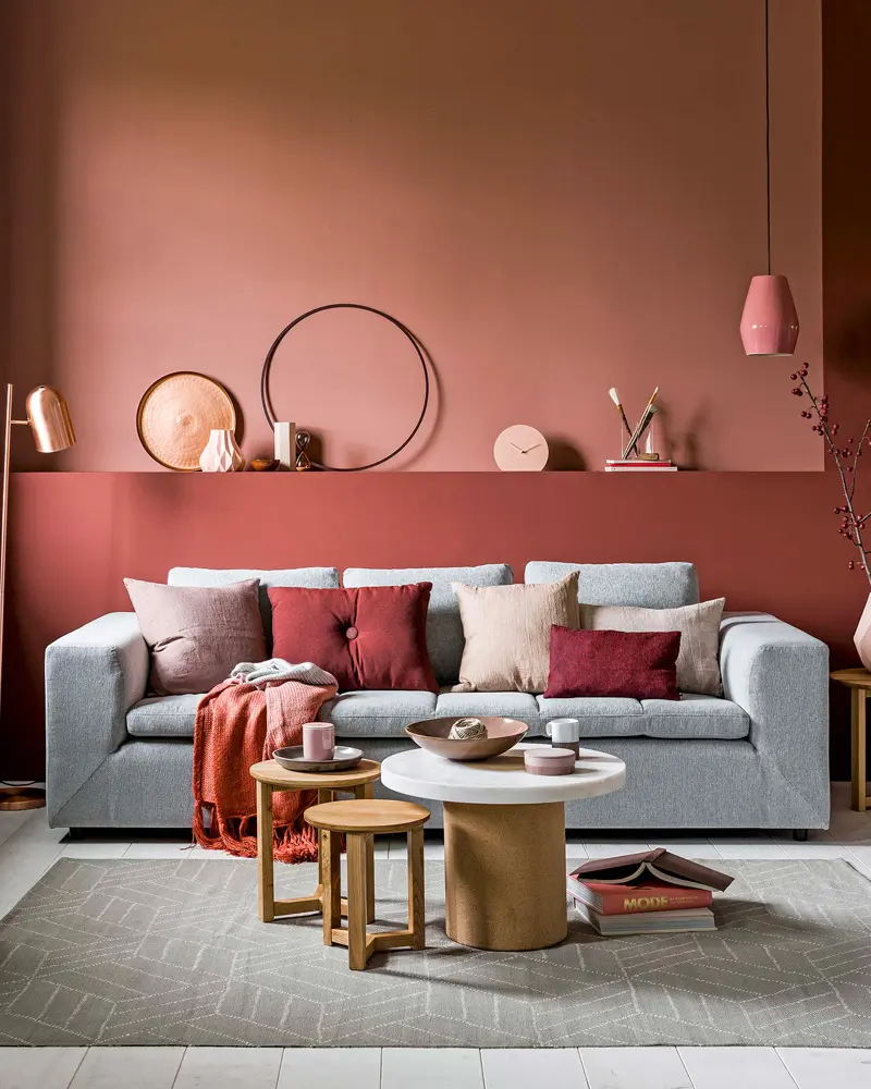 deco salon bordeaux rose