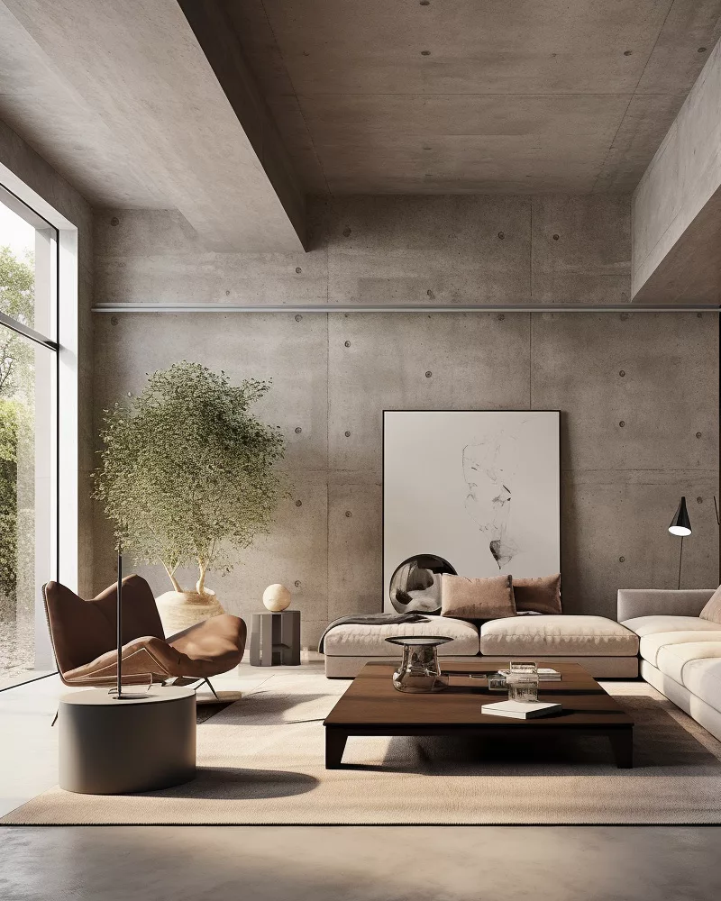 deco salon minimaliste beton