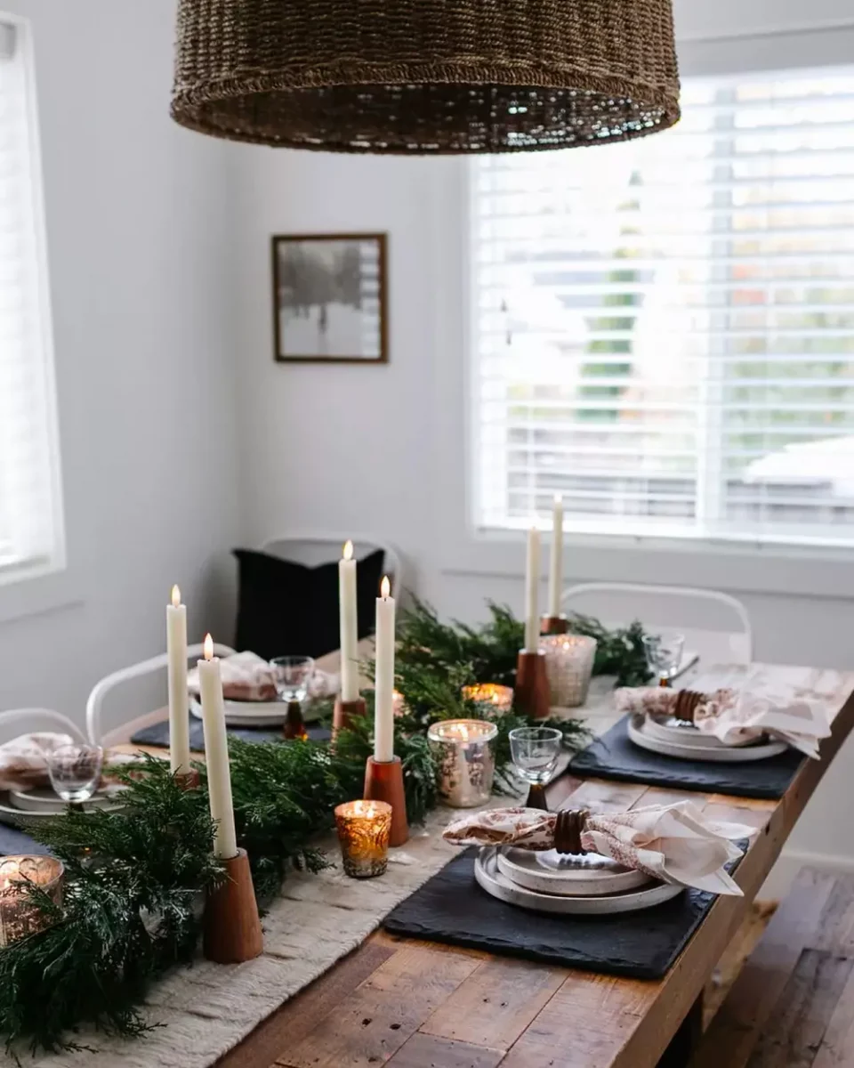deco table noel vegetale boheme matieres naturelles
