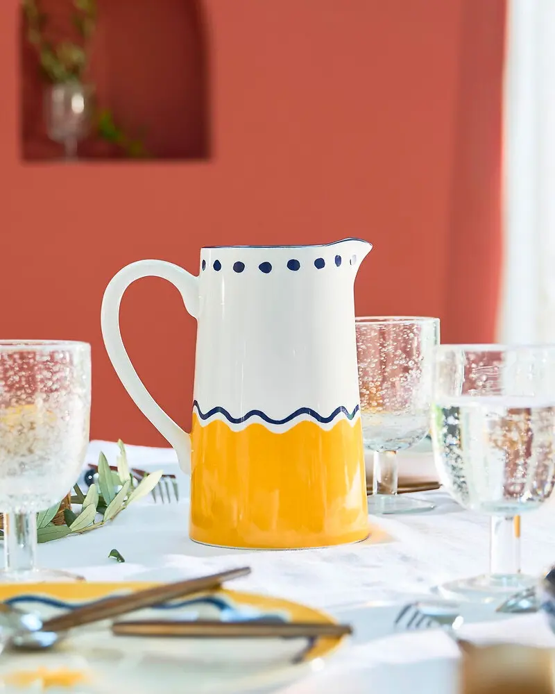 carafe faience bleu jaune