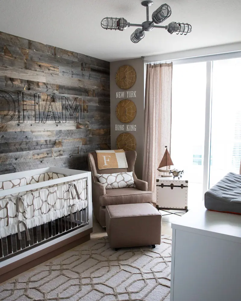 deco chambre bebe cabane bois industrielle