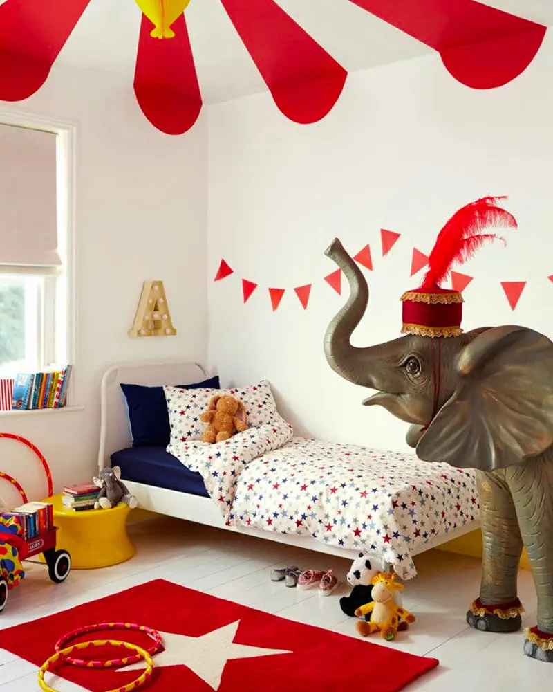 deco chambre enfan cirque rouge