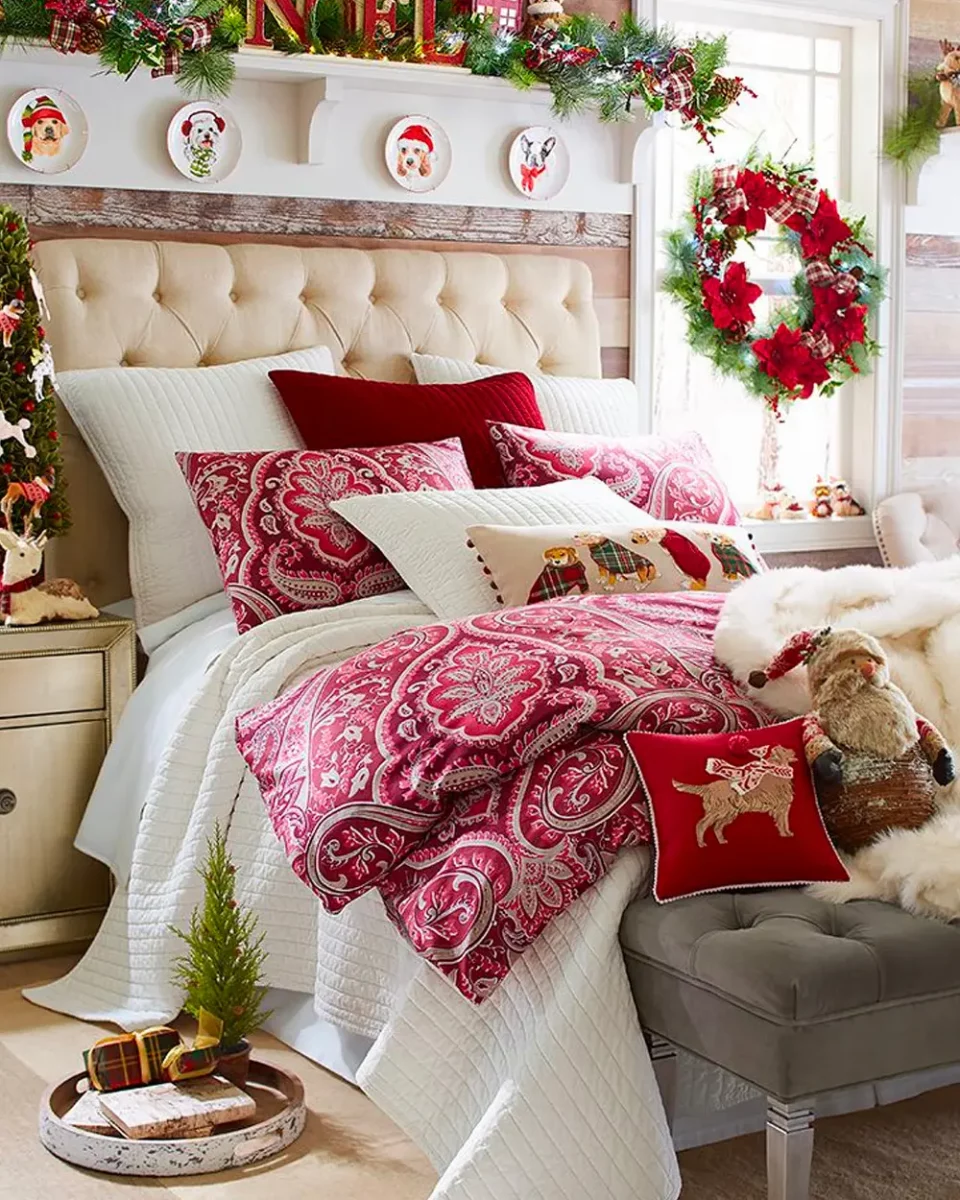 deco chambre noel chic rouge