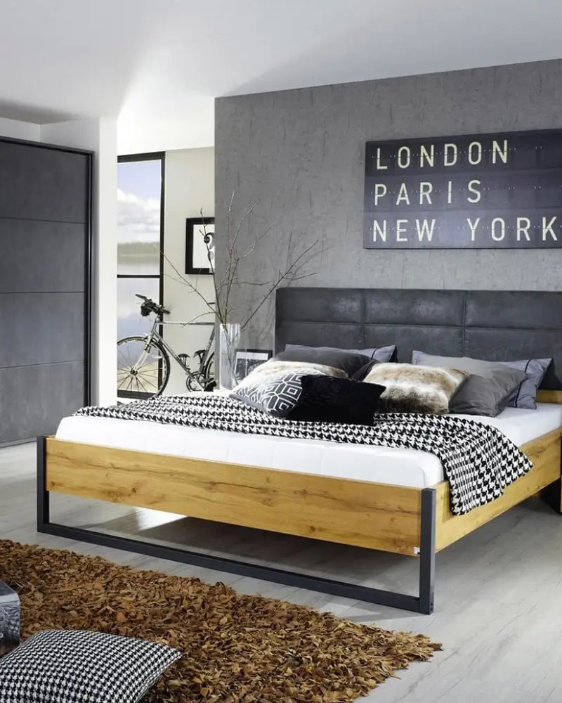 lit cuir deco chambre industrielle