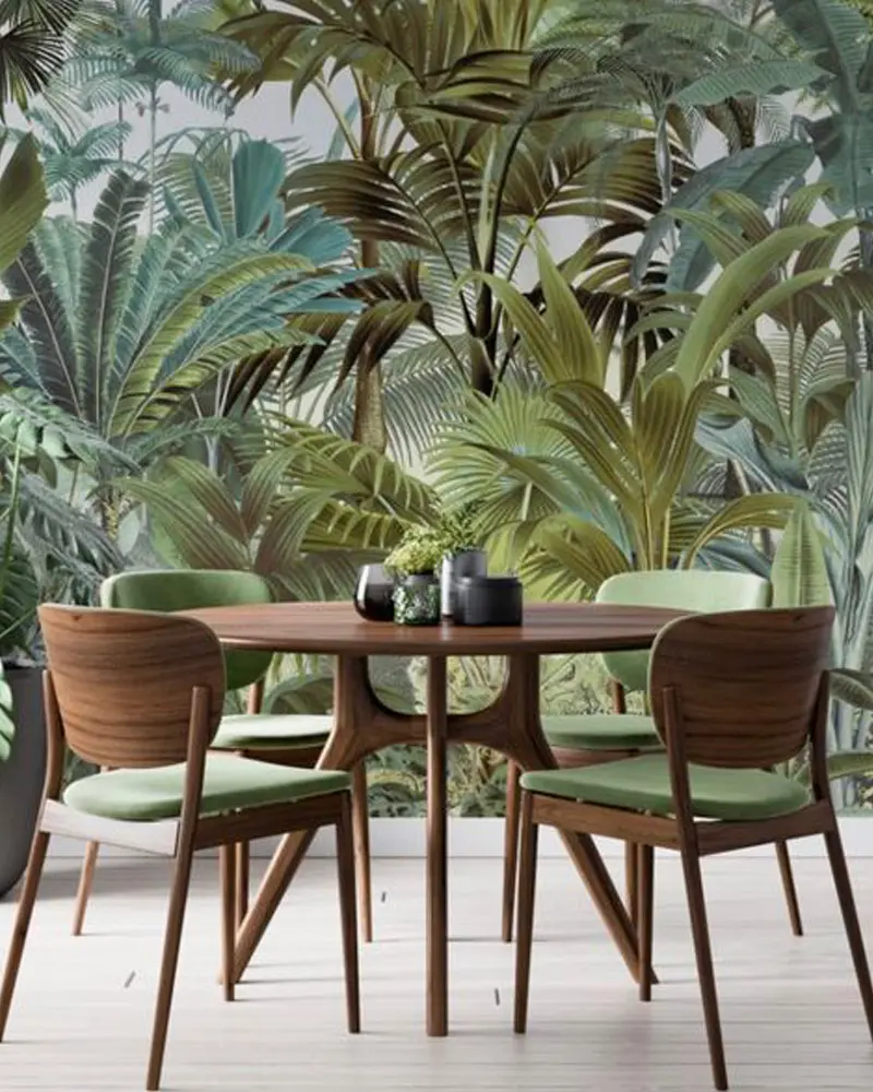 papier peint tropical deco salle a manger vintage
