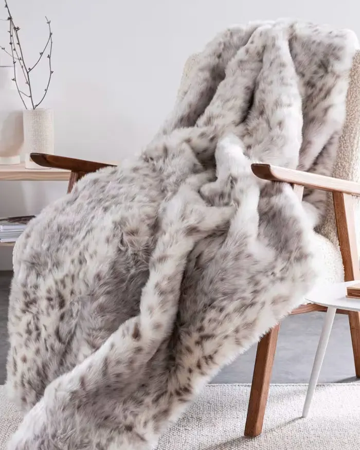plaid imitation fourrure beige