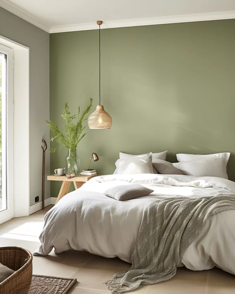 deco chambre mur vert sauge