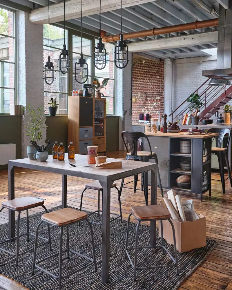deco salle a manger industrielle metal