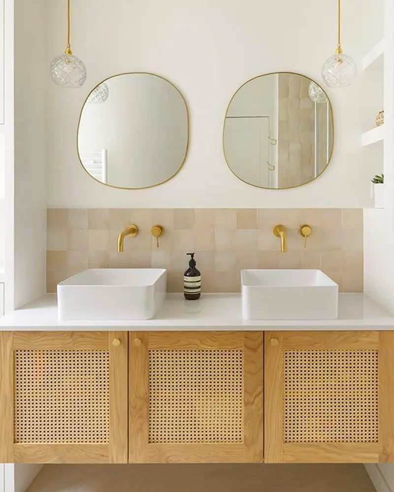 carrelage zellige cannage deco salle de bain boheme