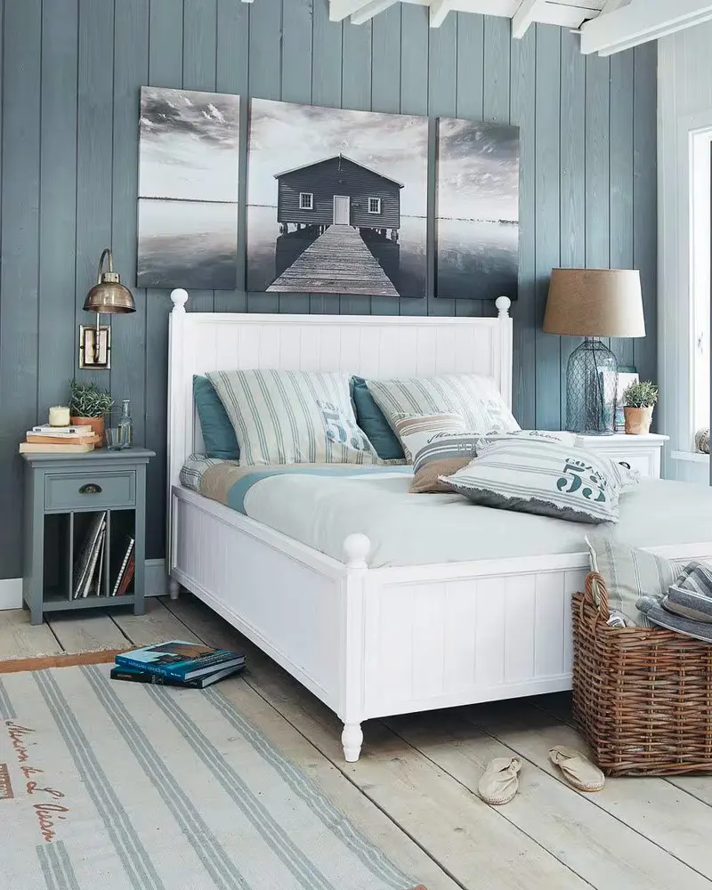 deco chambre bord de mer bleu blanc