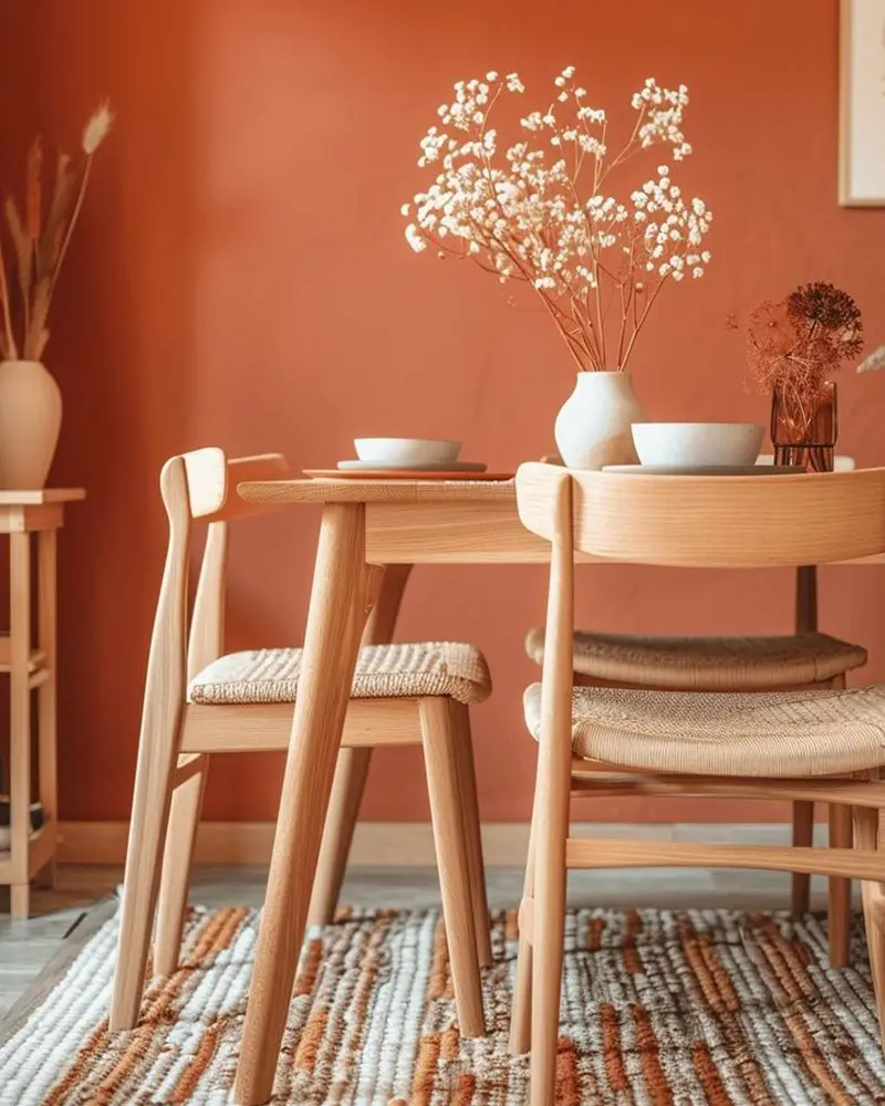 deco salle a manger mur orange