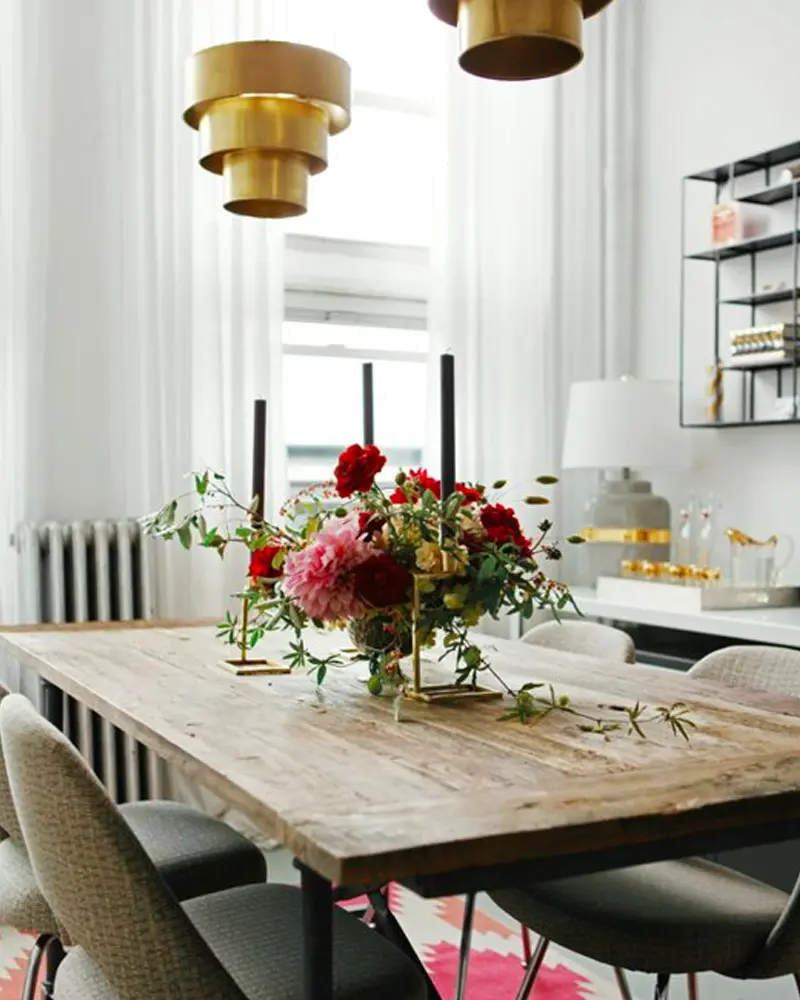 deco salle a manger recup suspension doree