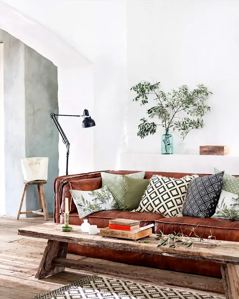 deco salon vintage nature cuir