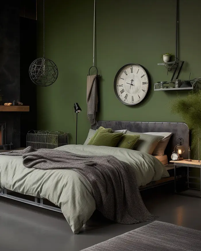 deco vert kaki gris chambre