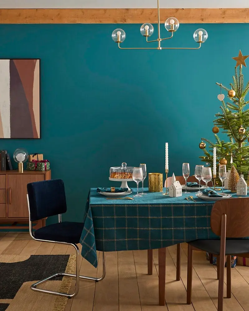 nappe bleu canard dore