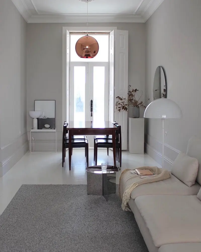 deco appartement minimaliste gris blanc salle a manger
