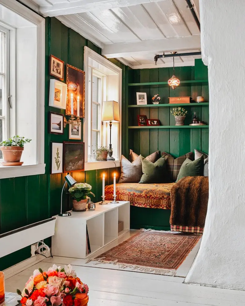 deco cosy cocooning vert bleu salon