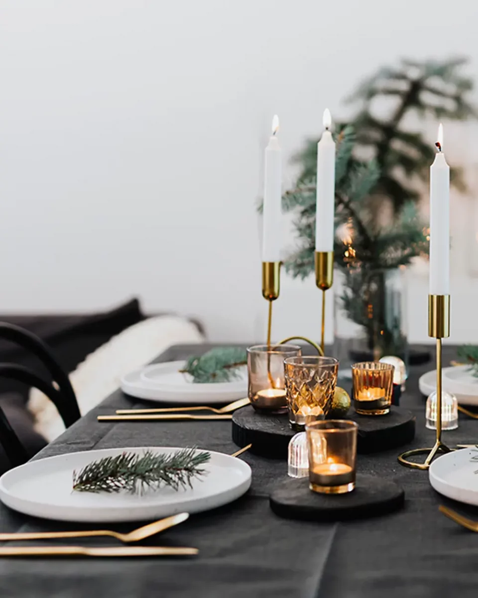 deco table noel noir dore