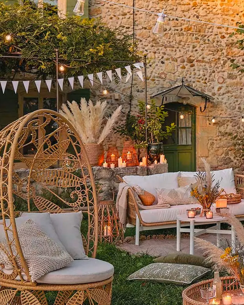 deco terrasse boheme blanc nature