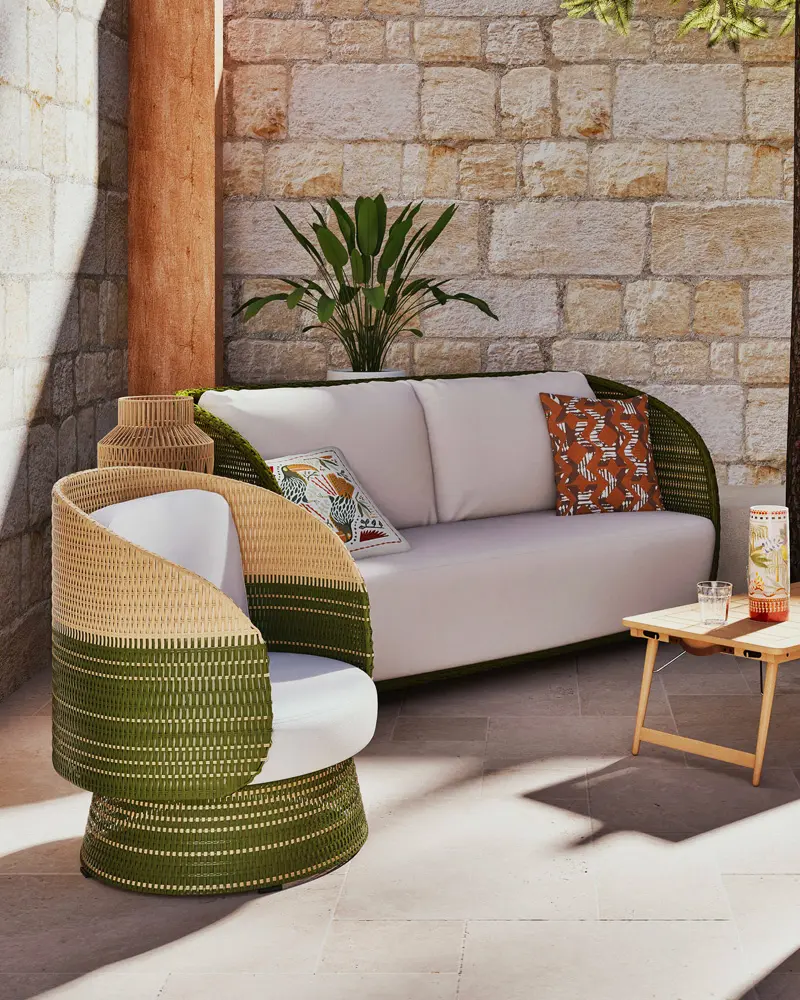 fauteuil jardin résine pivotant vert