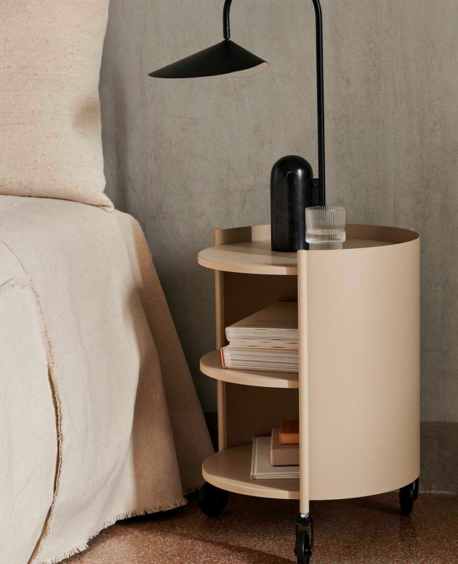 table chevet ronde beige ferm living