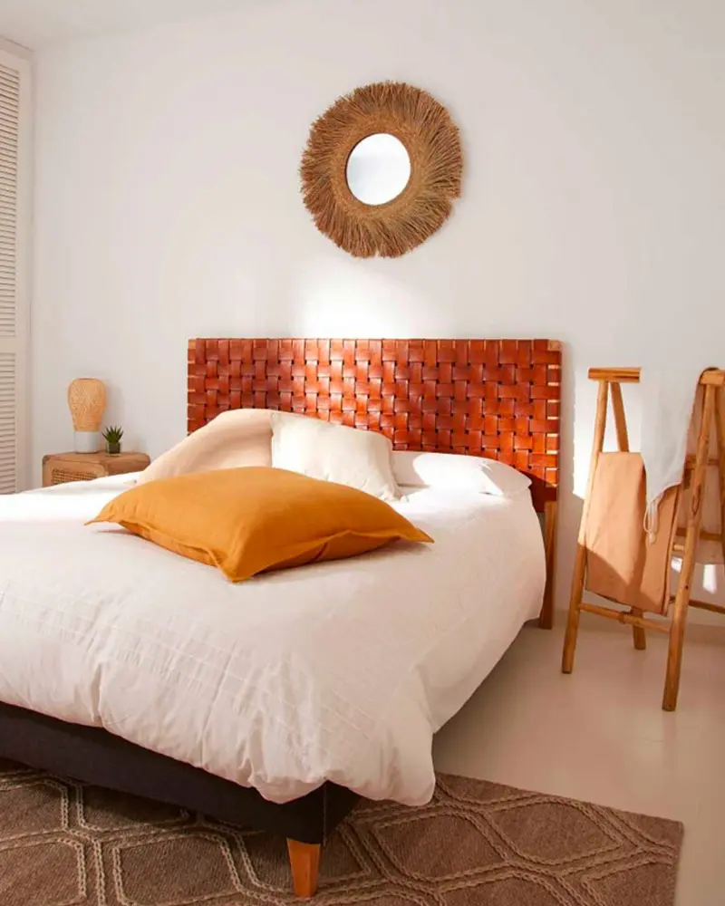 tete de lit tressee cuir deco chambre