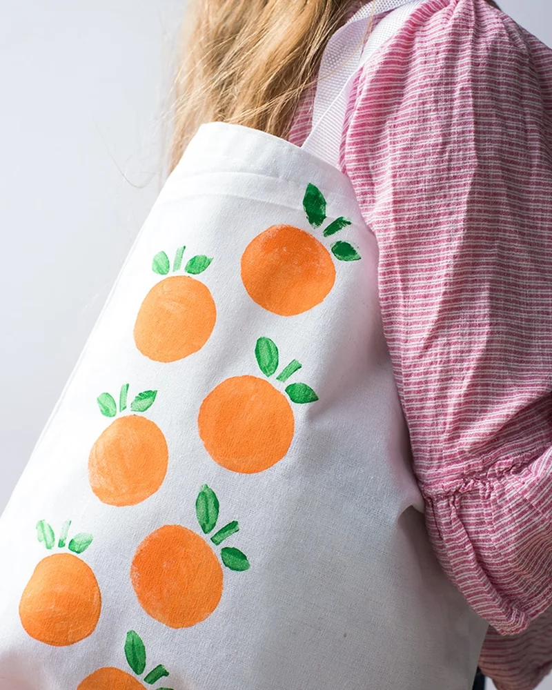 totebag diy peinture orange