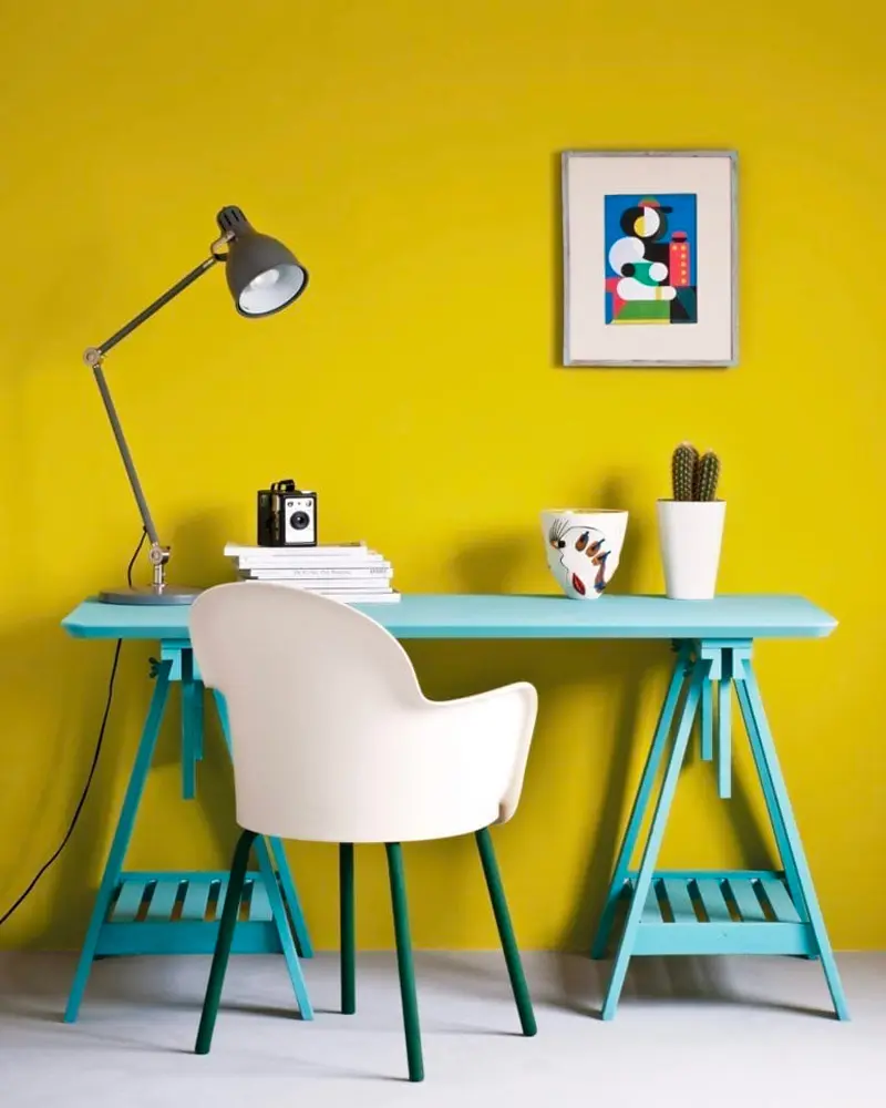 deco bureau mur jaune