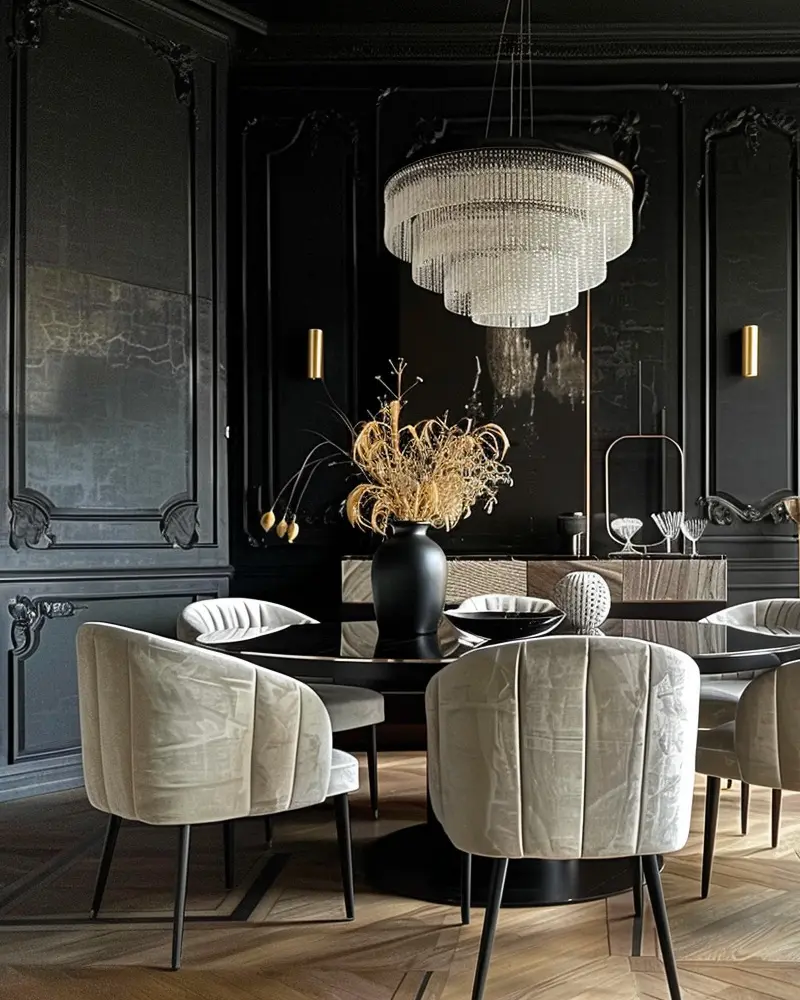 deco salle a manger chic noir