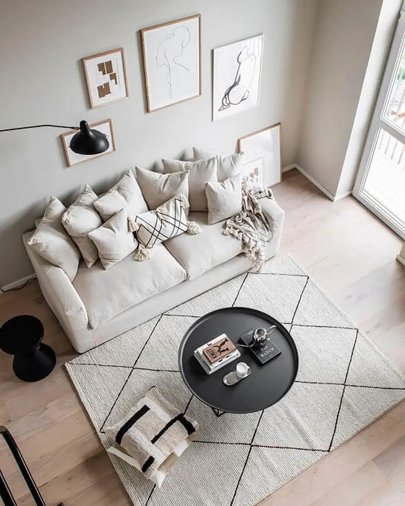 deco salon moderne beige noir