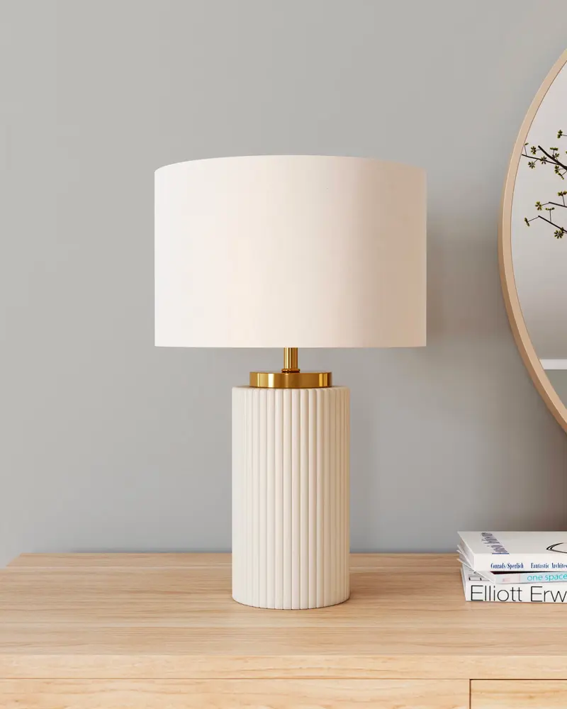 lampe pied ceramique strie