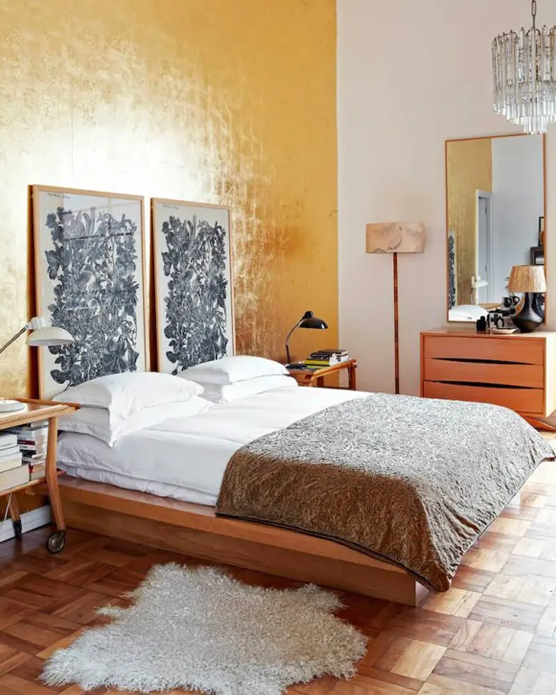 mur dore deco chambre
