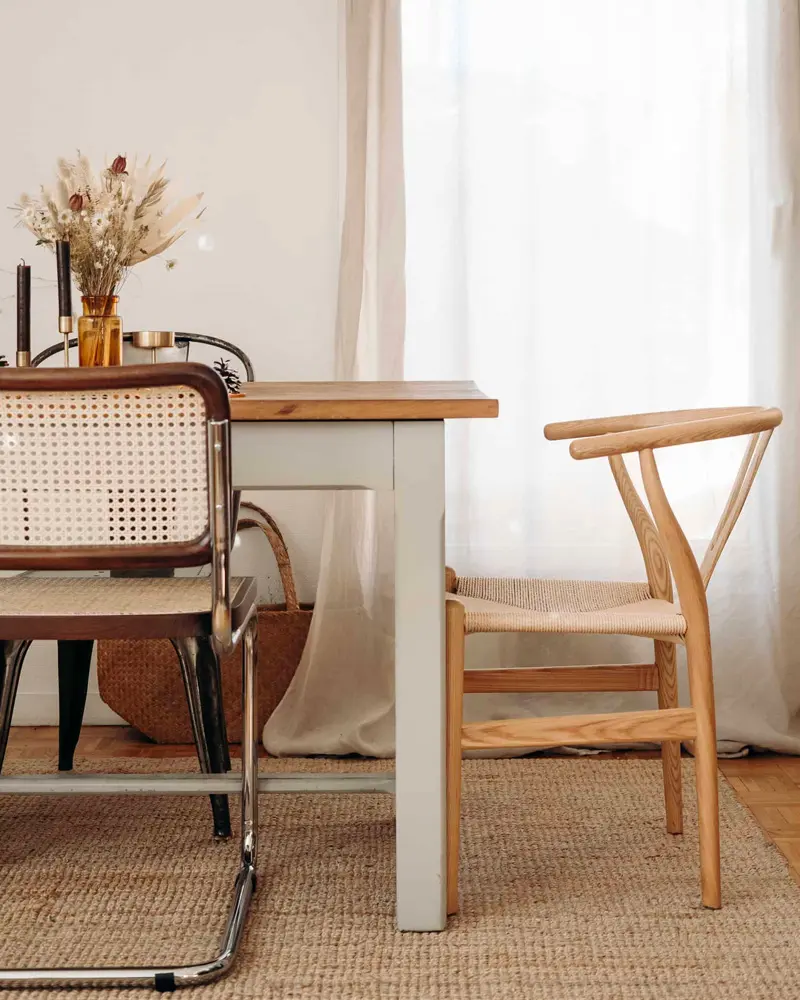 chaise cannage deco salle a manger vintage