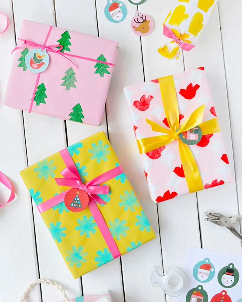 etiquette paquet cadeau noel diy coloree