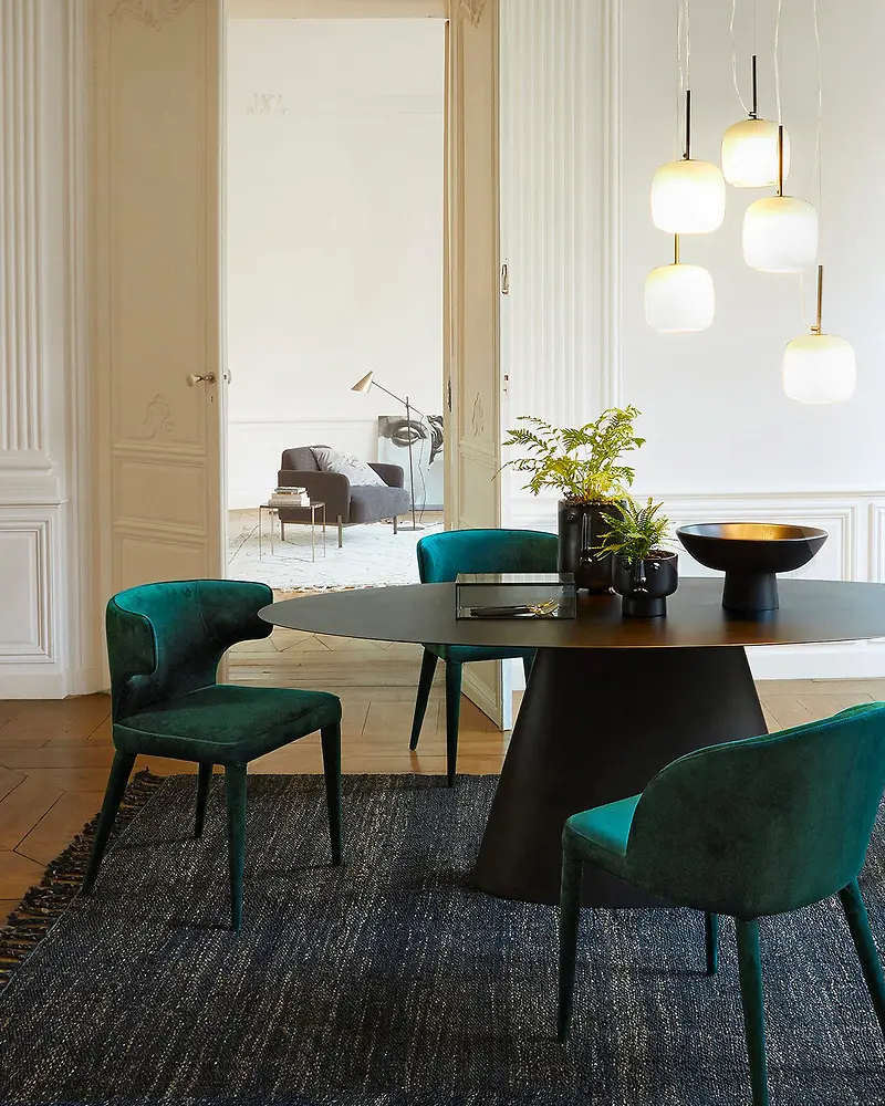 table ovale metal noir