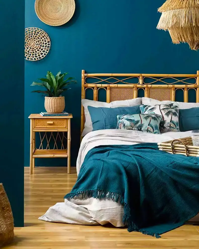deco chambre bambou bleu