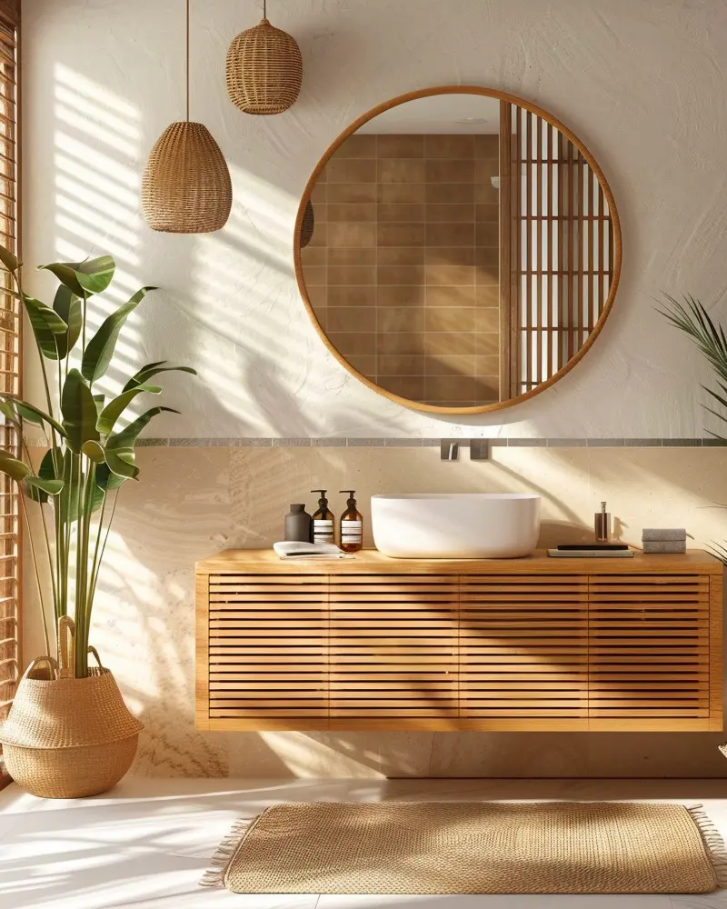 deco salle de bain rotin