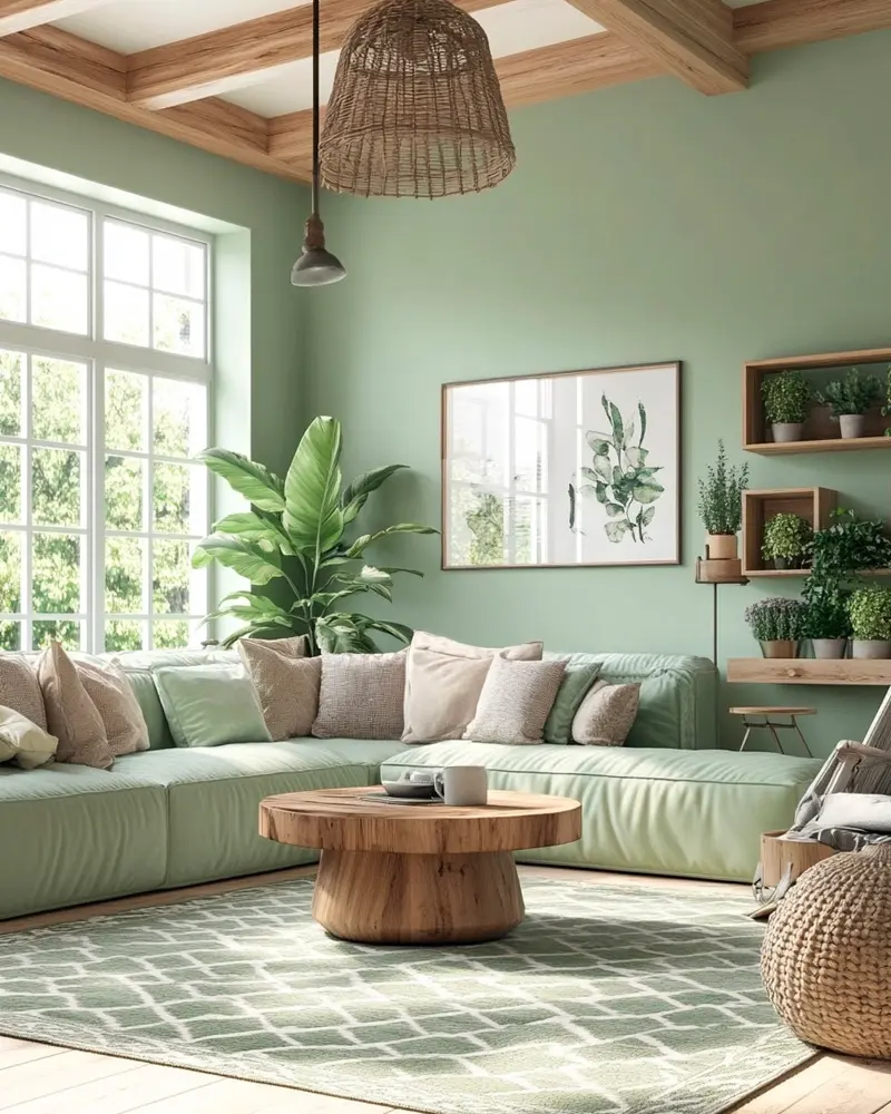 deco salon vert nature