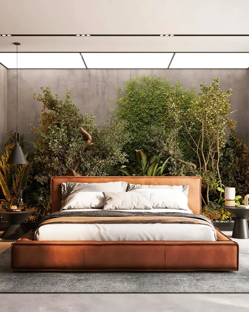 lit cuir deco chambre moderne