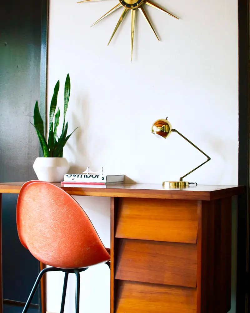 deco bureau vintage dore bois